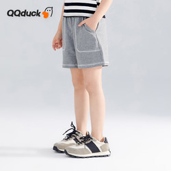 QQ duck 可可鸭 童装儿童裤子女童五分短裤夏装青少年衣服三针五线花灰；120