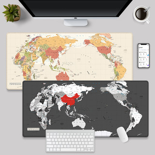 世界地图鼠标垫超大号电脑键盘男中国风复古桌垫游戏电竞办公创意