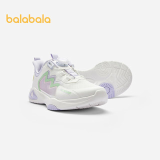 巴拉巴拉男童运动鞋2024夏季轻便透气网布鞋撞色 紫色调00377 37码