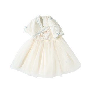 88VIP：迷你巴拉巴拉 女童宝宝儿童连衣裙夏装婴儿国风刺绣网纱精致公主裙