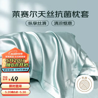 MUJI 無印良品 无印良品A类抗菌莱赛尔天丝枕套一对装水洗冰丝枕头套 纯粹兰48*74cm