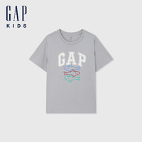 Gap 盖璞 男女童2024夏季新款纯棉字母logo印花短袖T恤儿童装上衣546502 灰色 100cm(2-3岁) 亚洲尺码