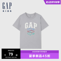 Gap男女童2024夏季纯棉字母logo印花短袖T恤儿童装上衣546502 灰色 100cm(2-3岁) 亚洲尺码