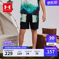安德玛（Under Armour）童装儿童2024夏季男童短裤梭织透气短裤 黑色 140cm