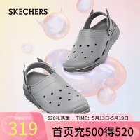斯凯奇（Skechers）刘宇同款2024年夏季男鞋休闲洞洞鞋透气舒适外穿沙滩鞋243311 炭灰色/CHAR 42
