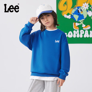 Lee儿童圆领卫衣2024男女童舒适宽松印花套头上衣童装 海蓝色 120cm