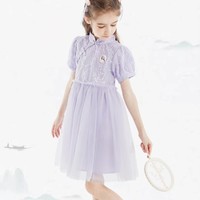 Disney 迪士尼 女童连衣裙新款2024夏儿童裙子汉服女孩国风裙
