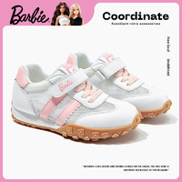 Barbie 芭比 童鞋夏季儿童运动鞋女童透气网鞋软底休闲鞋DA6353 米白/粉 36码