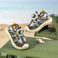 B.Duck 小黄鸭童鞋儿童凉鞋男女童夏季透气包头舒适沙滩凉鞋5007棕绿米30