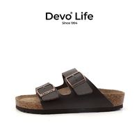 Devo 的沃 拖鞋女外穿夏季沙滩拖简约休闲凉拖双扣软底一字拖时尚