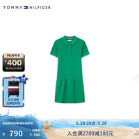 TOMMY HILFIGER24春夏童装女珠地肌理简约小绣标POLO连衣裙TH2422806 绿色323 S/140cm
