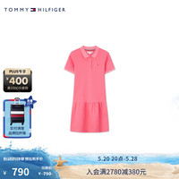 TOMMY HILFIGER24春夏童装女珠地肌理简约小绣标POLO连衣裙TH2422806 粉红色102 7/130cm