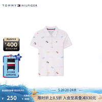 TOMMY HILFIGER24春夏童装女休闲字母满印三粒扣短袖POLO衫TH2422765 白色印花001 6/120cm