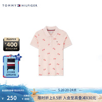 TOMMY HILFIGER24春夏童装女休闲字母满印三粒扣短袖POLO衫TH2422765 粉色印花002 12/150cm