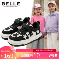 BeLLE 百丽 童鞋24年春季儿童运动鞋女童时尚板鞋中大童休闲鞋 黑色34码 黑色-春季款