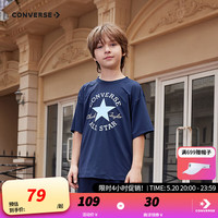 Converse匡威儿童童装男童短袖T恤2024夏季大童休闲半袖上衣 藏青蓝 150/72