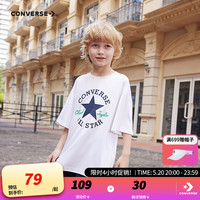 Converse匡威儿童童装男童短袖T恤2024夏季大童休闲半袖上衣 纯白色 150/72