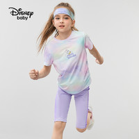 88VIP：Disney baby 迪士尼女童时尚速干短袖套装2024夏新款儿童多巴胺运动两件套童装