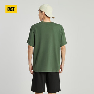 CAT卡特24春夏男士工装近似色绣花logo设计全棉美式复古宽松短袖 绿色 S