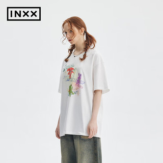 英克斯（inxx）Standby趣味涂鸦印花宽松休闲短袖T恤男女同款XME2010587 白色 L