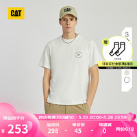 CAT卡特24春夏男士工装近似色绣花logo设计全棉美式复古宽松短袖 白色 3XL