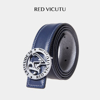 威可多（VICUTU）男士皮带24年商务休闲牛皮革百搭裤腰带VRW24192865 蓝色 120cm