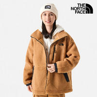 北面 羊羔绒夹克女2023秋冬户外保暖上衣卡其色立领加厚摇粒绒外套