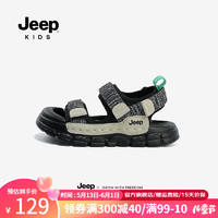 Jeep女童鞋休闲鞋子夏款软底透气童鞋沙滩鞋2024新款儿童凉鞋 黑色 鞋内长17.7CM