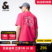 杰克·琼斯（JACK&JONES）24春季NBA联名布鲁克林队宽松字母刺绣短袖T恤男224201346 紫红色F24 常规 紫红色F24 1