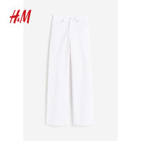 H&M HM女装休闲裤夏季休闲舒适直筒复古高腰阔腿裤1107360