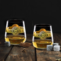 Glass 高斯 捷克进口水晶玻璃轻奢洋酒杯高档龙年高端威士忌酒杯礼盒套装 对杯礼盒 22K真金龙