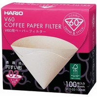 HARIO 咖啡滤纸滴滤杯专用手冲滴漏美式咖啡机 扇形 1~4杯用 无漂白 -100枚装
