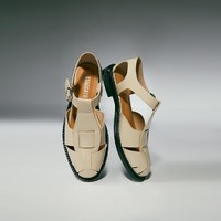 STACCATO 思加图 夏季猪笼鞋复古凉鞋低跟罗马包头凉鞋女皮凉鞋