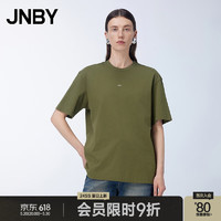 江南布衣（JNBY）24夏T恤宽松圆领H型5O5113910 351/青芥 M