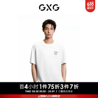 GXG奥莱双色字母刺绣休闲宽松圆领短袖T恤男士24夏新 白色 170/M