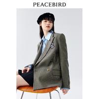 PEACEBIRD 太平鸟 学院风西装外套女复古韩版格子制服时尚高级感