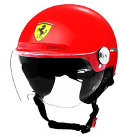 Ferrari 法拉利 头盔男四季通用电瓶车轻便半盔女摩托车安全帽红色FAH33