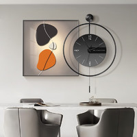 集简季 餐厅装饰画轻奢高级感现代简约餐桌背景墙壁画钟表挂画 维度空间