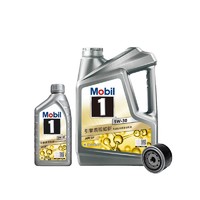 Mobil 美孚 1号 小保养套餐 发动机润滑油 汽机油含机油机滤及工时 维修保养 银美升级风尚版 5W-30 SP 4L+1L