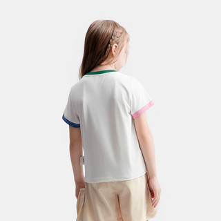 马骑顿（MQD）【UPF50+】MQD童装女童防晒短袖T恤24夏装儿童撞色水果T恤 本白 150cm