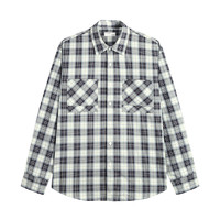 GXG 男装 格纹胸前口袋设计简约商务通勤宽松长袖衬衫 24春季新品