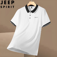 JEEP SPIRIT 吉普T恤男夏季polo半袖短袖商务翻领透气户外休闲男装 白色 L