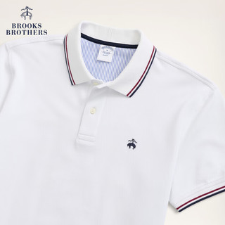 布克兄弟（BrooksBrothers）男士春秋Supima棉修身翻领短袖POLO衫 1001-白色 S