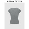 URBAN REVIVO 女士潮流百搭时尚纯色套头短袖T恤 UWV440191 花灰 L