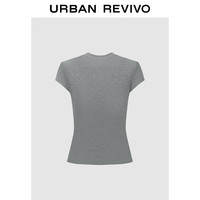 URBAN REVIVO 女士潮流百搭时尚纯色套头短袖T恤 UWV440191 花灰 L