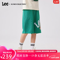 李 Lee儿童针织中裤2024男女童夏季【佐藤联名款】舒适宽松短裤童装 橄榄绿 165cm