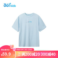 361° 儿童短袖女中大童夏季透气休闲短袖针织衫 蓝160