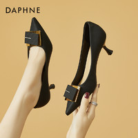 DAPHNE 达芙妮 黑色高跟鞋女鞋夏季2024新款中跟细跟通勤单鞋职业女士皮鞋