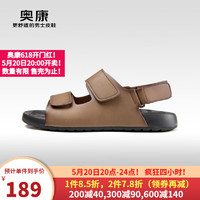 奥康（Aokang）男鞋 2024夏季时尚运动沙滩鞋男士户外防滑百搭透气凉鞋 1243721018棕色 40