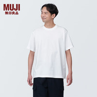 MUJI 無印良品 无印良品（MUJI）男式 天竺编织 圆领短袖T恤男士打底衫男款夏季新品 白色AB1M0C4S L (175/100A)